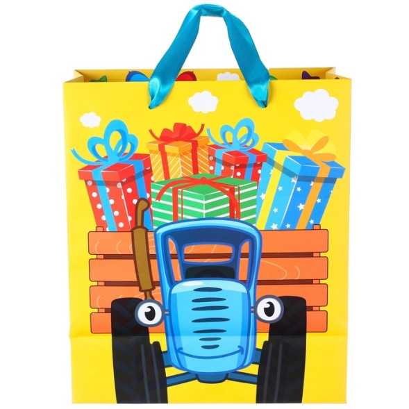 Пакет ламинат вертикальный &quot;Поздравляем!&quot;, Синий трактор, 23х27х11,5 см