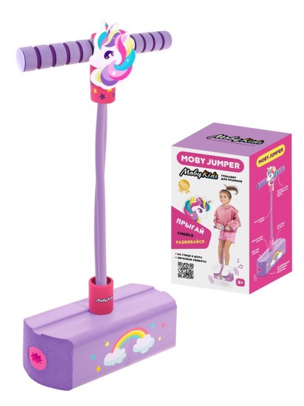 MOBYJUMPER. Тренажер для прыжков со звуком Единорог сиреневый