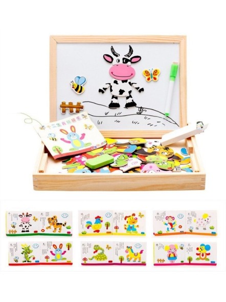 Обучающий чемоданчик 2 в 1 Зоопарк (доска 2х сторонняя, магниты), 120 деталей