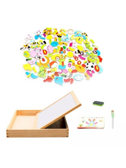 Обучающий чемоданчик 2 в 1 Зоопарк (доска 2х сторонняя, магниты), 120 деталей