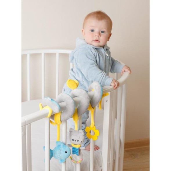 Растяжка - спираль «Котенок Кекс», прорезыватель, пищалка, погремушка, р-р 12-56