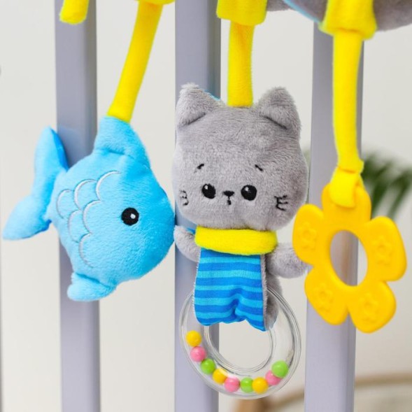 Растяжка - спираль «Котенок Кекс», прорезыватель, пищалка, погремушка, р-р 12-56
