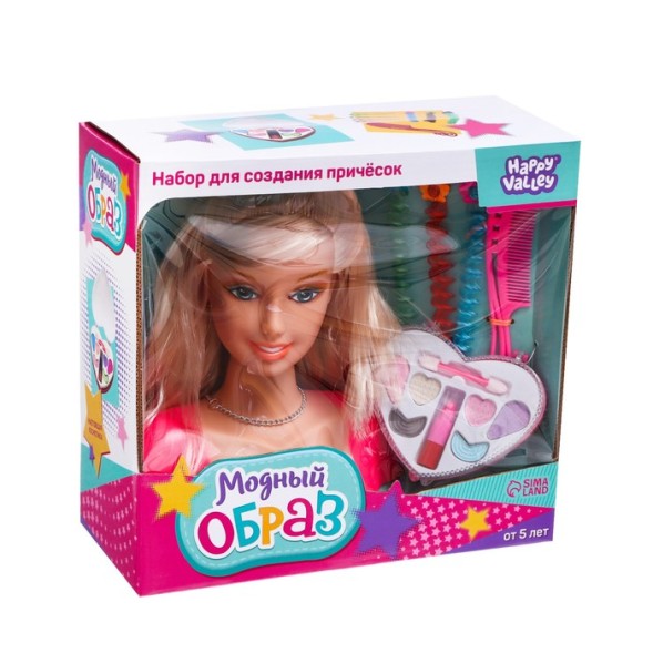 Кукла манекен для создания причесок «Красотка», с накладными прядями и аксессуарами