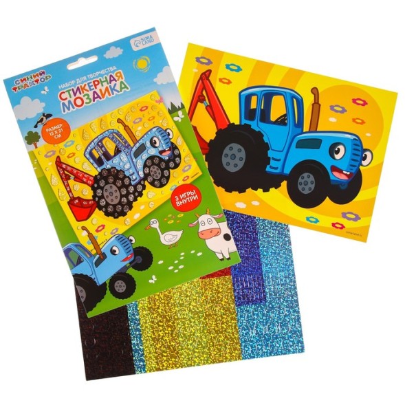 Стикерная мозайка форменная &quot;По полям&quot;, Синий трактор