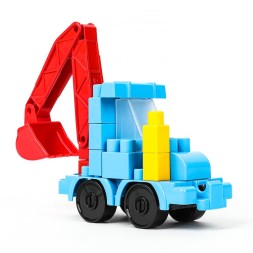 Конструктор синий трактор+тележка с буквами, 39 дет. Город мастеров