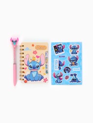 Подарочный набор: блокнот А6, 65 л, ручка, стикеры-наклейки, Стич, бежевый