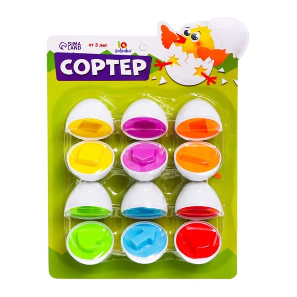 Сортер «Яйца», 6 цветов и геометрических фигур