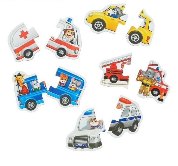 Макси пазлы «Полезные машины», 5 пазлов, 10 деталей