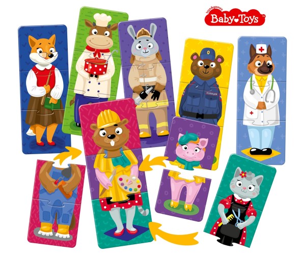 Тройные пазлы «Звери и профессии» (18 элементов)