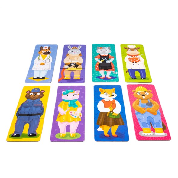 Тройные пазлы «Звери и профессии» (18 элементов)