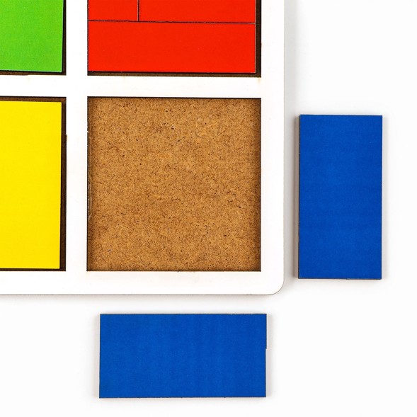 Головоломка геометрическая деревянная «Квадраты», 1 уровень, 6 квадратов