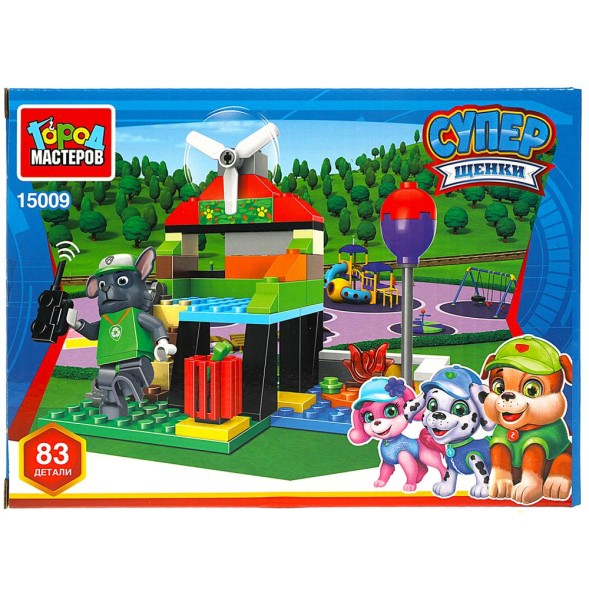 Конструктор супер щенки: охрана в парке, 83 дет, Щенячий патруль. Город мастеров
