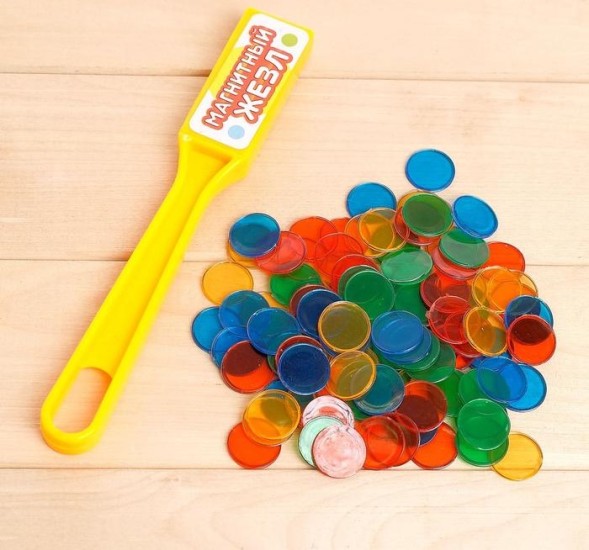 Магнитная игра «Магнитный жезл», 100 магнитных фишек, по методике Монтессори