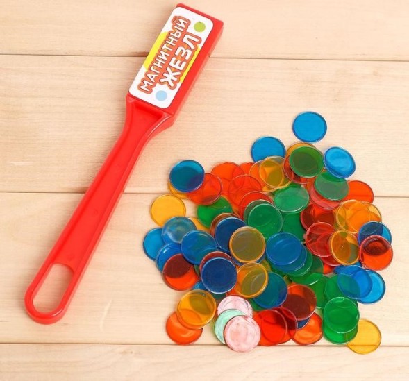 Магнитная игра «Магнитный жезл», 100 магнитных фишек, по методике Монтессори