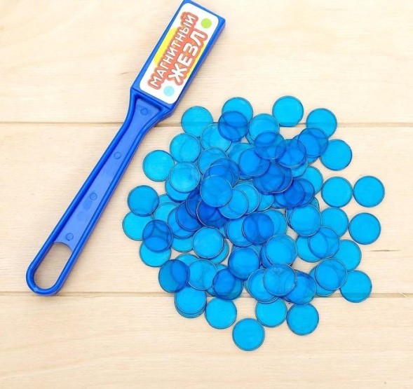 Магнитная игра «Магнитный жезл», 100 магнитных фишек, по методике Монтессори