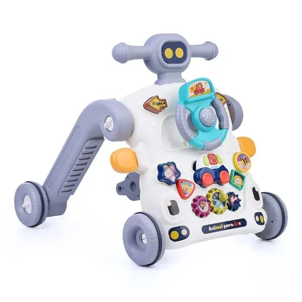 Развивающий центр - ходунки каталка "Учись играя" музыкальные, 5 в 1 (ходунки, каталка, самокат, столик развивающий, машинка)