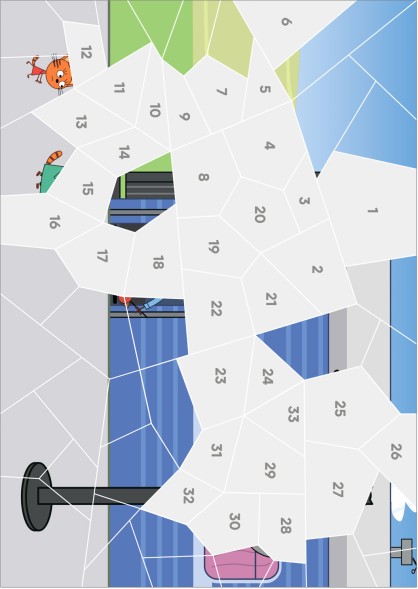 Транспорт (Три кота. Рисуем наклейками по номерам)