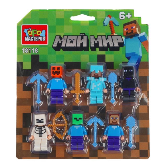 Конструктор фигурки мой мир Майнкрафт, 6 шт. Город мастеров