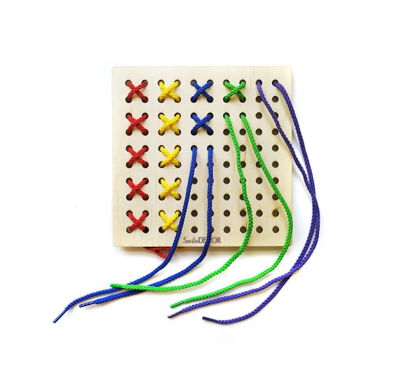 Игра по системе Монтессори "Шнуровка "Квадрат", SmileDecor
