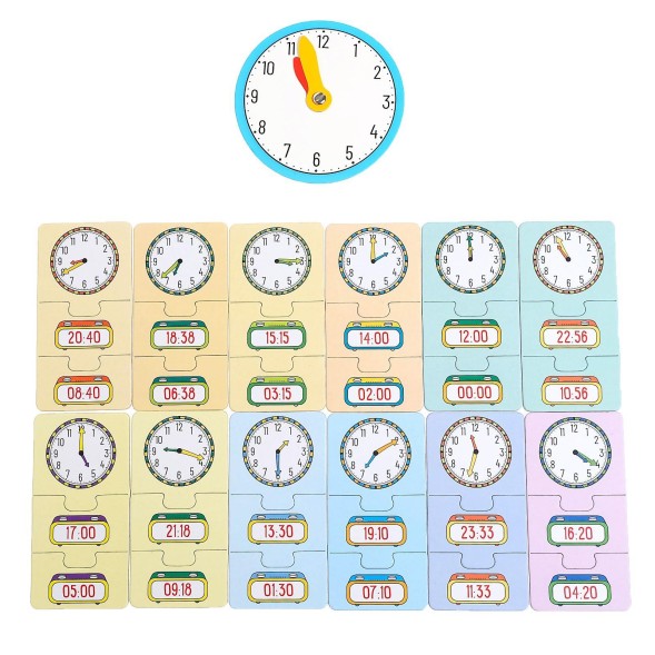 Игровой и обучающий набор «Изучаем время», пазлы, книга, часы, наклейки
