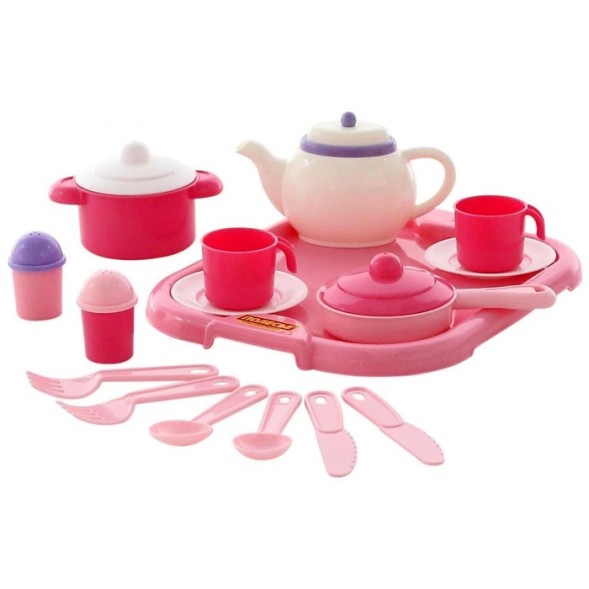 Набор детской посуды «Настенька», с подносом на 2 персоны, 19 элементов