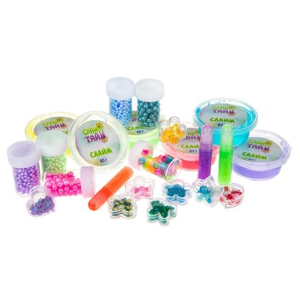 Набор для творчества СЛАЙМ ТАЙМ, надувной слайм 6 видов с украшениями в коробке