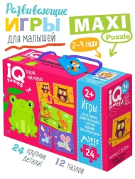 IQ макси пазлы парочки для малышей. &quot;Угадай, чей малыш&quot;, 12 пазлов, 24 элемента. АЙРИС-пресс