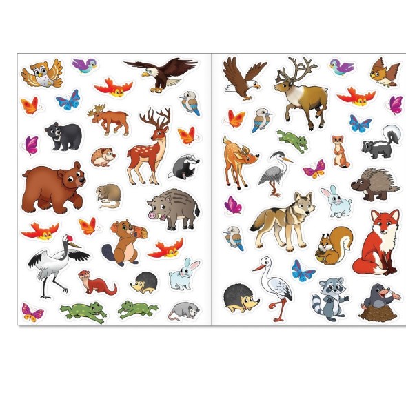 Наклейки многоразовые «Животные леса», формат А4