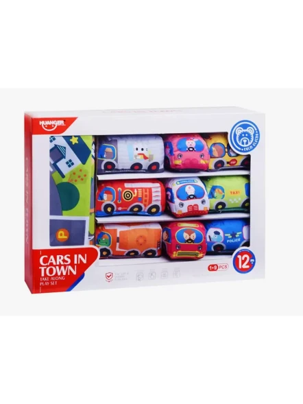 Игровой набор мягкие машинки с ковриком-сумкой, 1+, Huanger