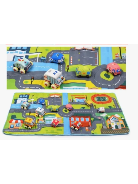 Игровой набор мягкие машинки с ковриком-сумкой, 1+, Huanger