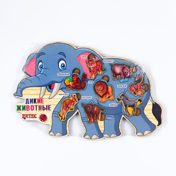 Пазлы деревянные "Дикие животные", 9 деталей, 28.5х18 см