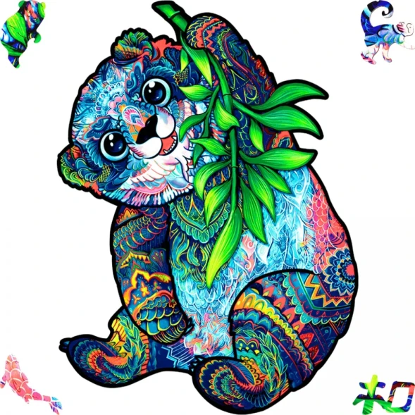 Деревянный пазл Серьезная панда, 215 деталей