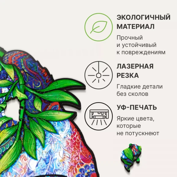 Деревянный пазл Серьезная панда, 215 деталей