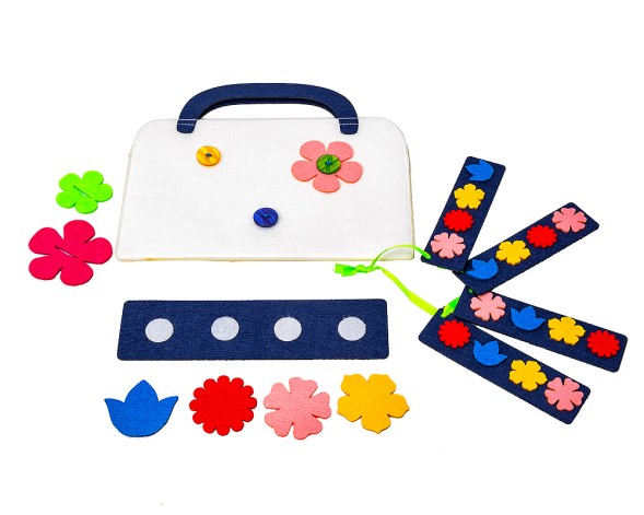 Дидактический коврик &quot;Сумка-игралка &quot;Цветы&quot; (белая)