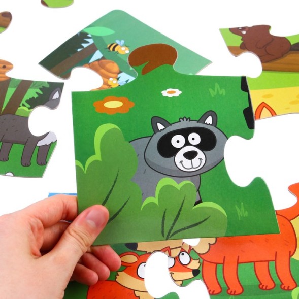 Пазл напольный «Синий трактор в лесу»