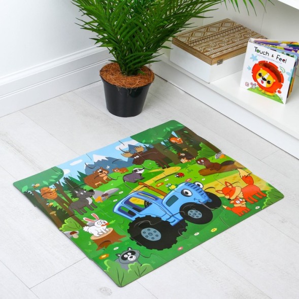 Пазл напольный «Синий трактор в лесу»