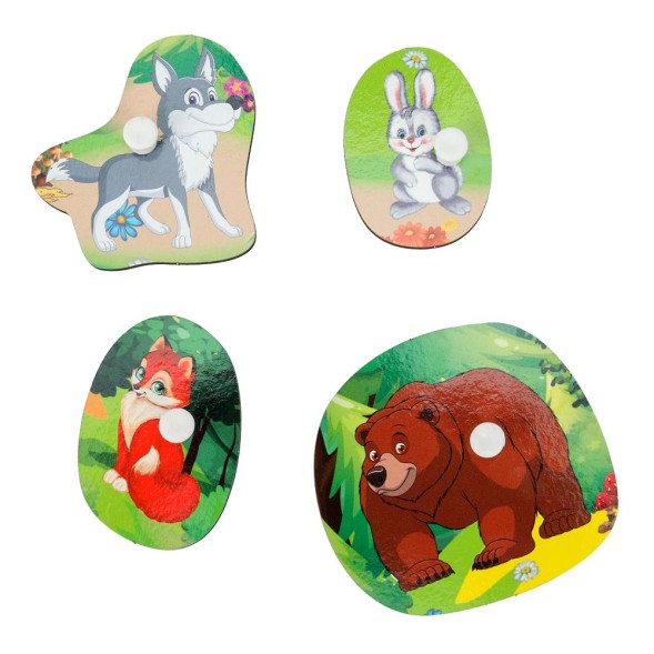 Игрушка деревянная в пленке Рамка-вкладыш Лесные животные, Буратино