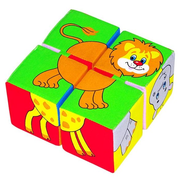 Развивающая игрушка - кубики «Собери картинку», животные Африки, Мякиши