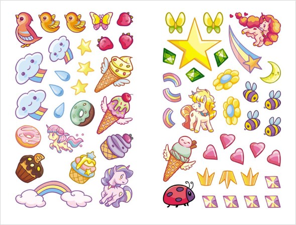 Вдоль по радуге (Единороги), раскраска с наклейками