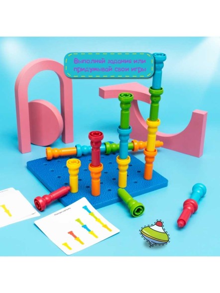 Развивающий набор «Цветные столбики», основа, карточки