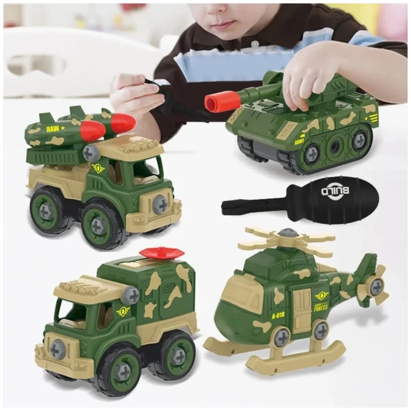 Конструктор военные машины, 4 шт в наборе