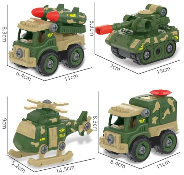 Конструктор военные машины, 4 шт в наборе