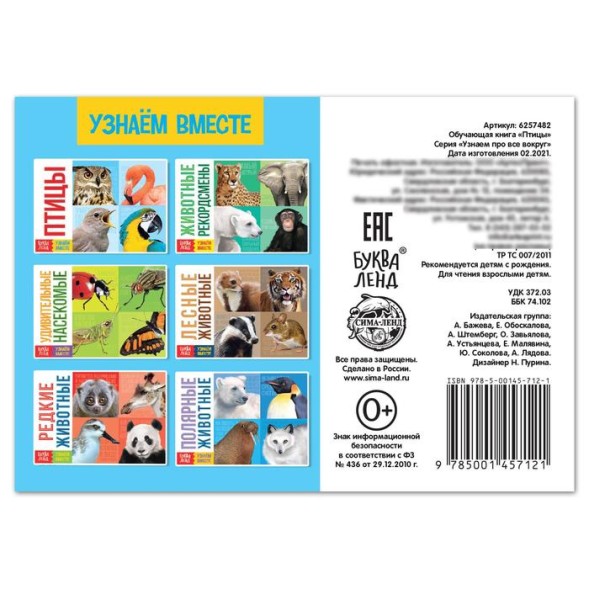 Обучающая книга «Птицы», 20 стр.