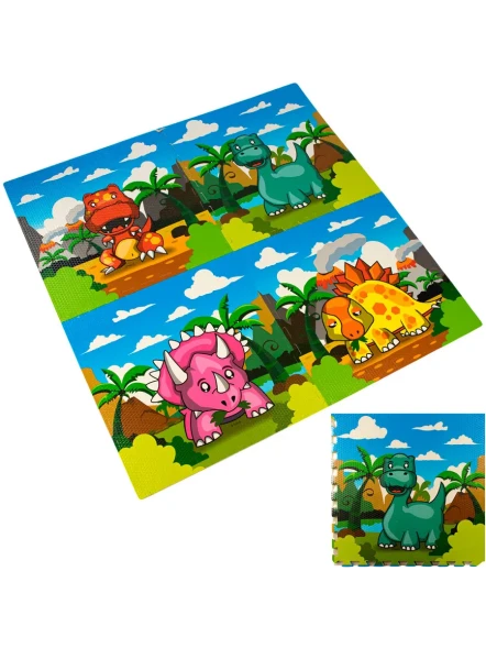 Коврик игровой 60х60х1 см 4 элемента, динозавры
