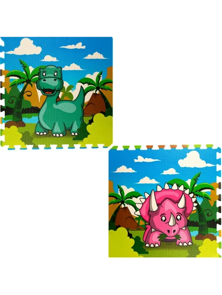 Коврик игровой 60х60х1 см 4 элемента, динозавры