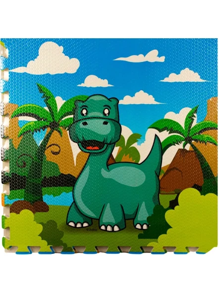 Коврик игровой 60х60х1 см 4 элемента, динозавры