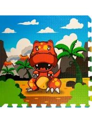 Коврик игровой 60х60х1 см 4 элемента, динозавры