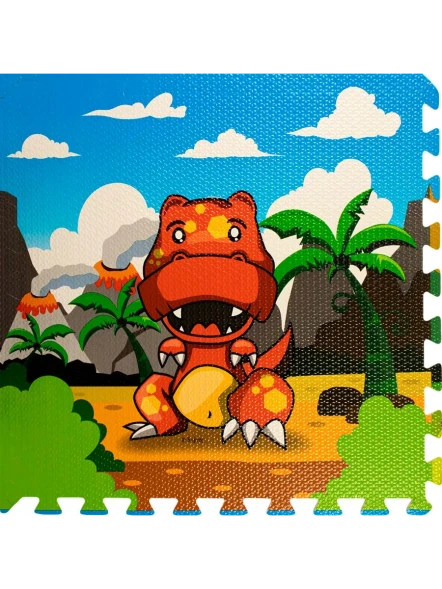 Коврик игровой 60х60х1 см 4 элемента, динозавры