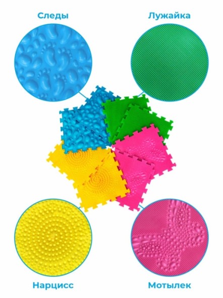 Ортопедический массажный коврик Орто Пазл "Начинайка", 8 шт