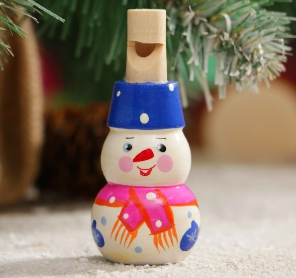 Свистулька «Снеговик», 3х7 см, микс, ручная роспись